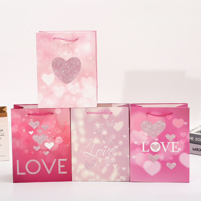 2023 New Products in Stock Valentine‘s Day Series White Cardboard High-End Gift Bag Paper Bag Gift Packaging Bag Factory Direct Sales