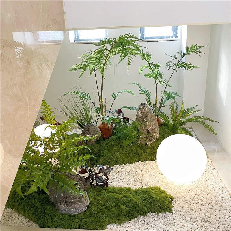 仿真绿植金丝猴头蕨盆栽植物中式意境客厅假绿植装饰造景禅意摆件