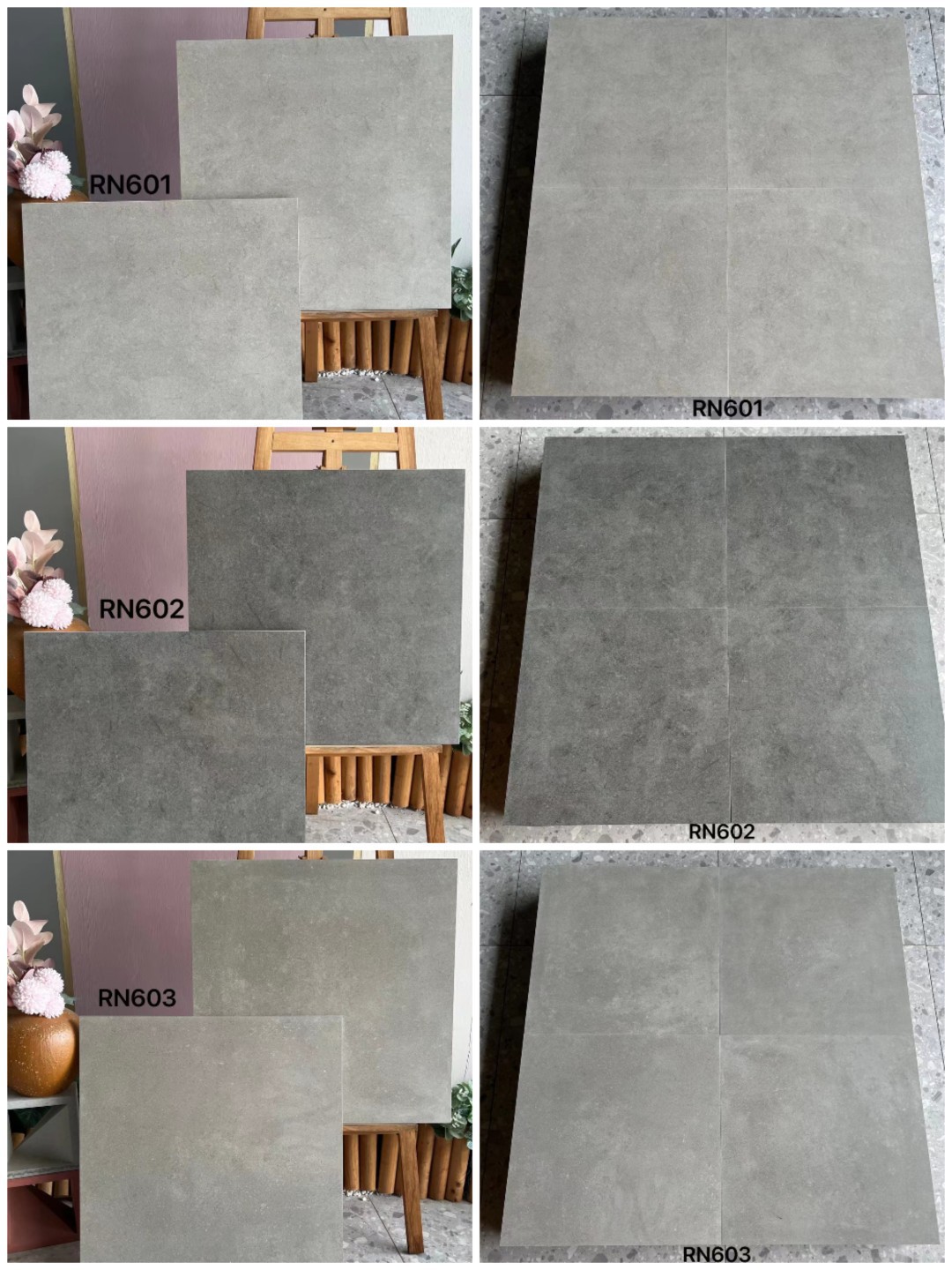 零食柠檬茶服装鞋子店咖啡餐厅经典微水泥砖600×600灰色防滑地砖