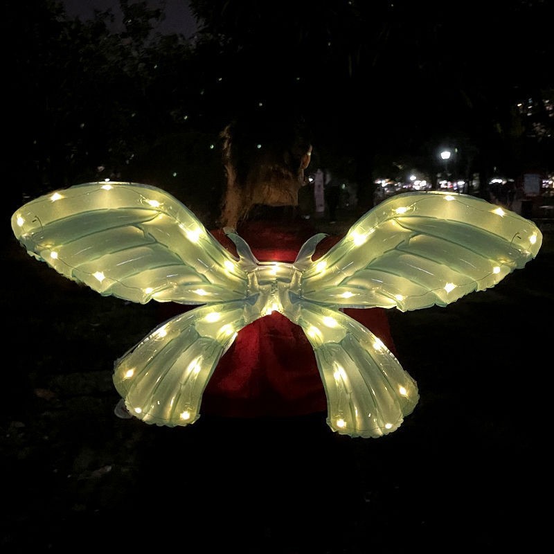 Internet Celebrity Light-Emitting Butterfly Wings Balloon Cartoon Butterfly Aluminum Mold Balloon Stall Park Night Market Stall Supply Wholesale