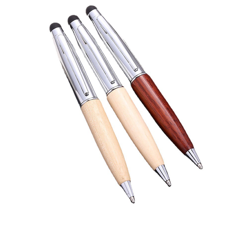 创意复古广告礼品笔可雕刻logo 竹子笔 檀木笔电容手写竹木圆珠笔