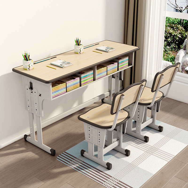 双人儿童学习桌课桌椅学校中小学生书桌培训辅导班二家用写字两人