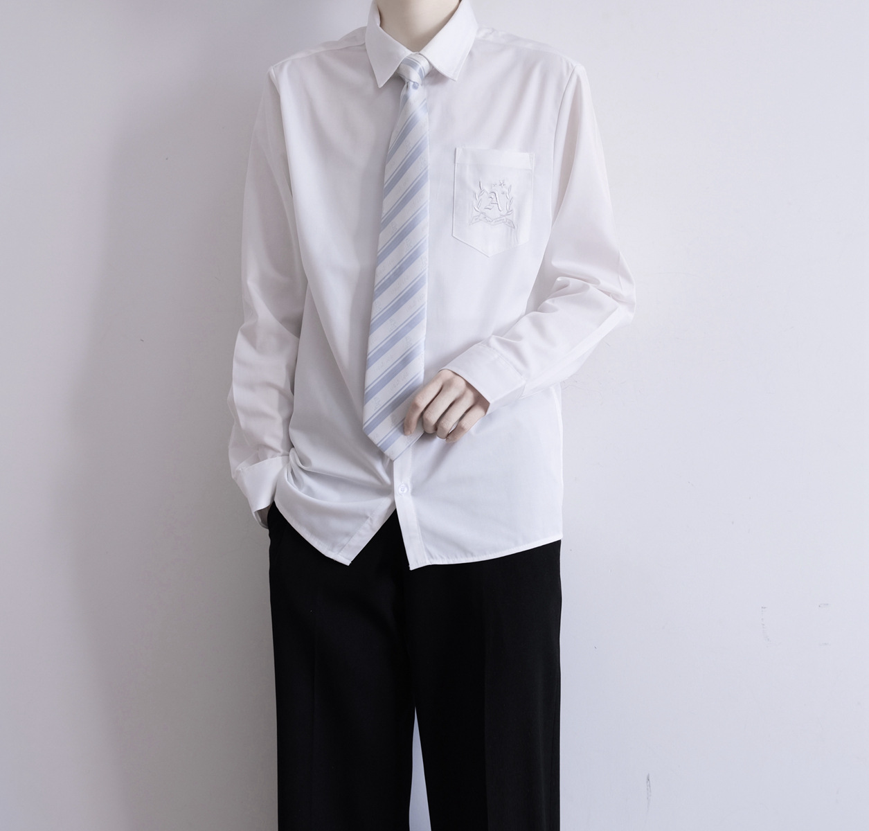 【颜沐溪】优等生 原创dk制服刺绣长袖衬衫男款学生装 春季新款