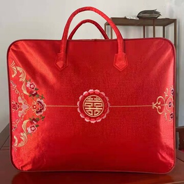 皮革绣花冬被钢丝包结婚喜庆被子收纳袋家纺蚕丝被棉被包装