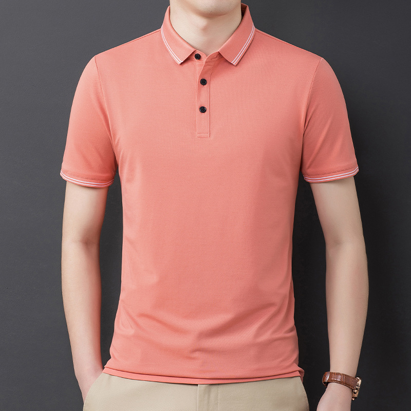 正品牌全棉polo衫男士夏季新款中青年修身纯色免烫半袖奢华短袖t