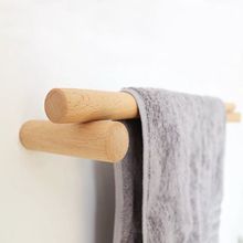 毛巾杆单杆厨房免钉挂杆实木毛巾架民服装墙壁壁挂木质挂衣架衣服