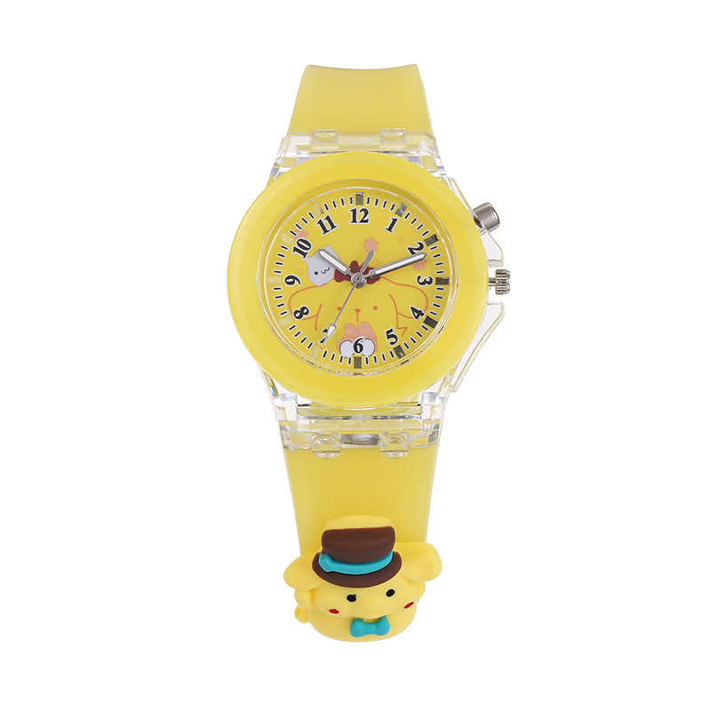 Sanrio Cartoon Children Watch Children's Primary School Student Colorful Glowing Luminous Silicone Strap Doll Electronic Watch