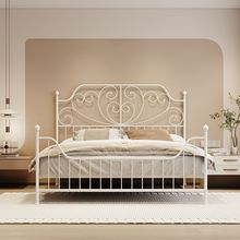 欧式公主床卧室奶油风法式简约双人床婚床铁床架北欧网红铁艺床