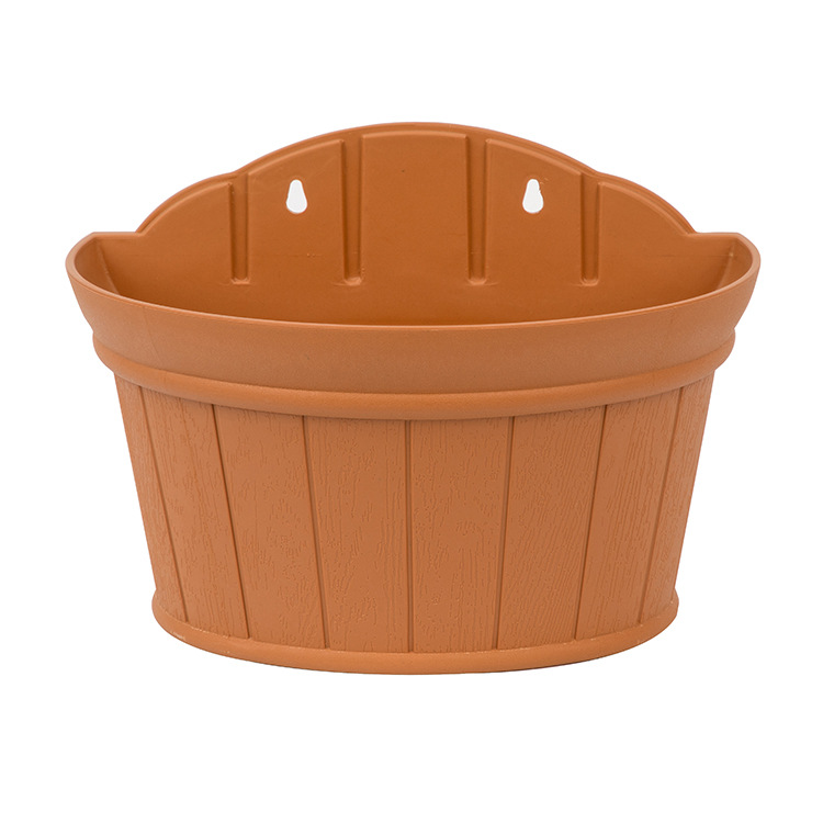 Imitation Wooden Bucket Antiqued Bronze Distressed Wall Hanging Plastic Flower Pot Gallon Basin Decoration Hotel the Flowerpot on the Balcony Nordic Style