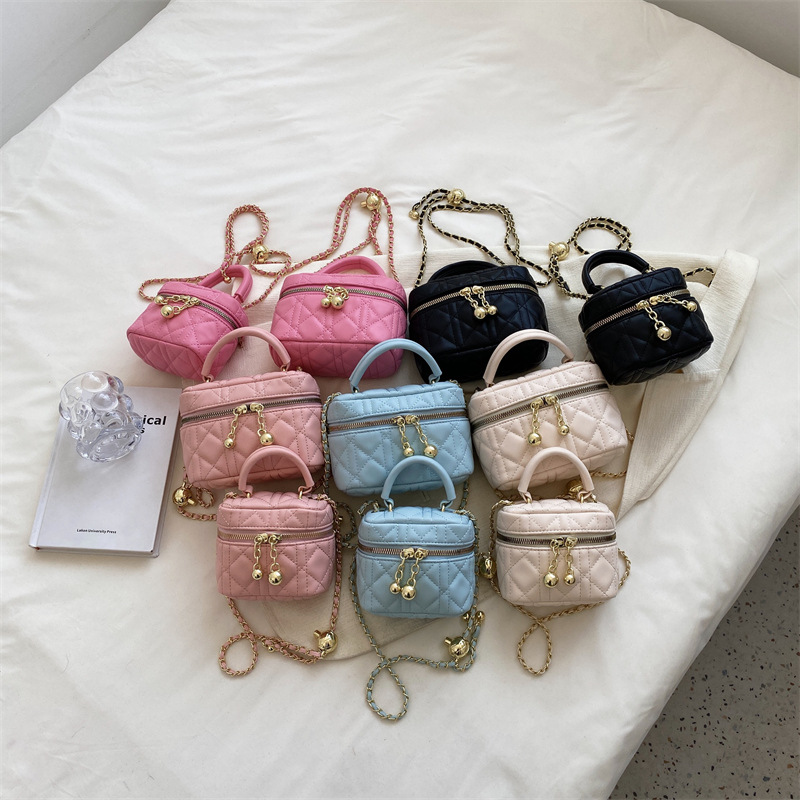 Internet Celebrity Fashion Popular Handbag Bag Versatile New Fashion Rhombus Chain Messenger Bag Parent-Child Shoulder Bag