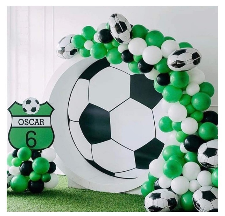 Cross-Border Football Party Balloon Garland Black Green White Football Aluminum Film Balloon Children Boy Birthday Party