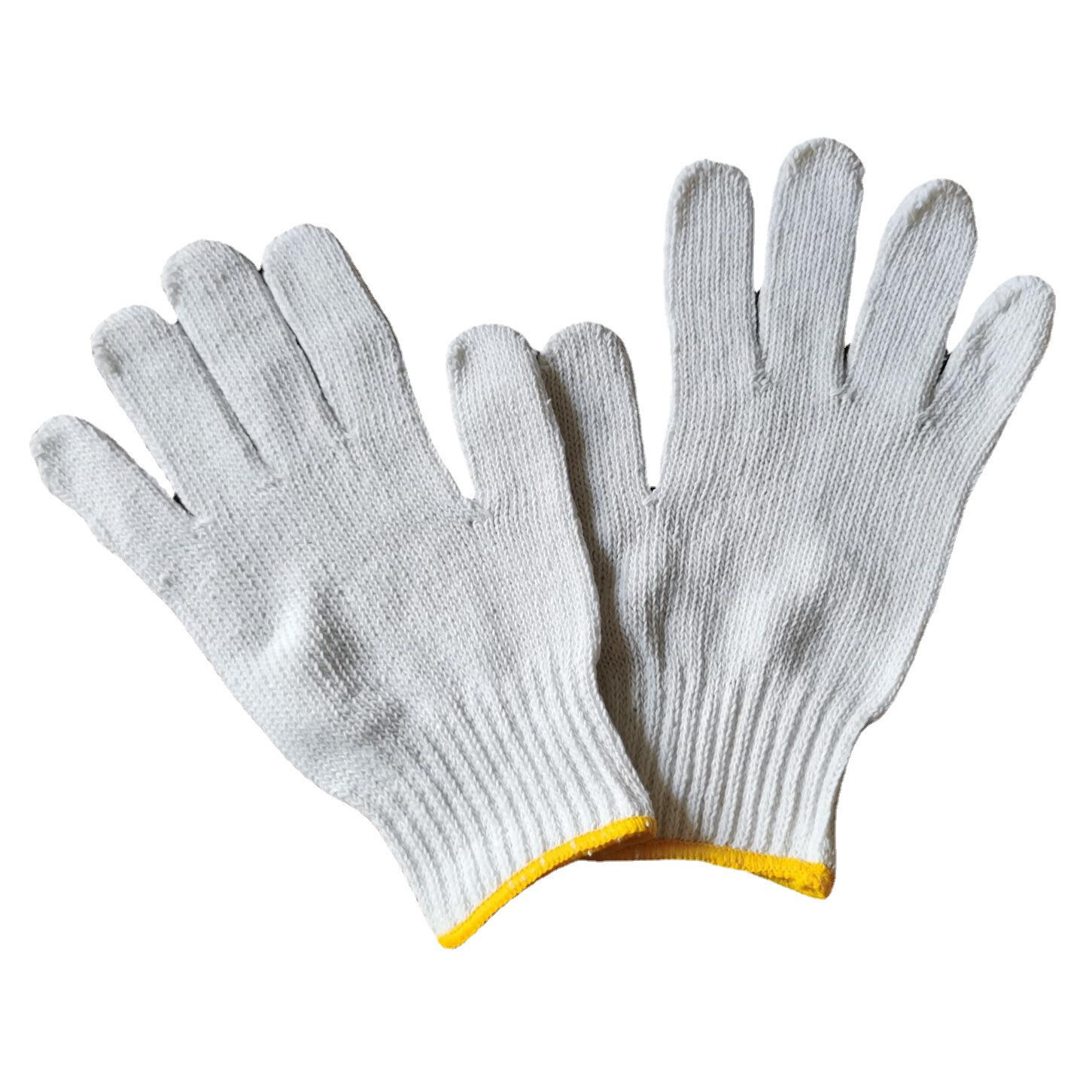 厂家货源现货批发 建筑工地 白色纱线手套 防滑工作劳保手套