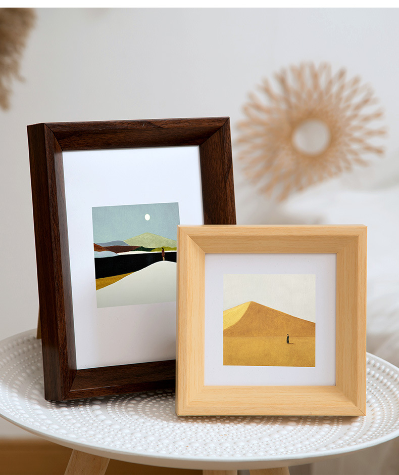 斜面立体相框创意摆台装裱原木色正方形框外框5寸6寸7寸8寸10寸12