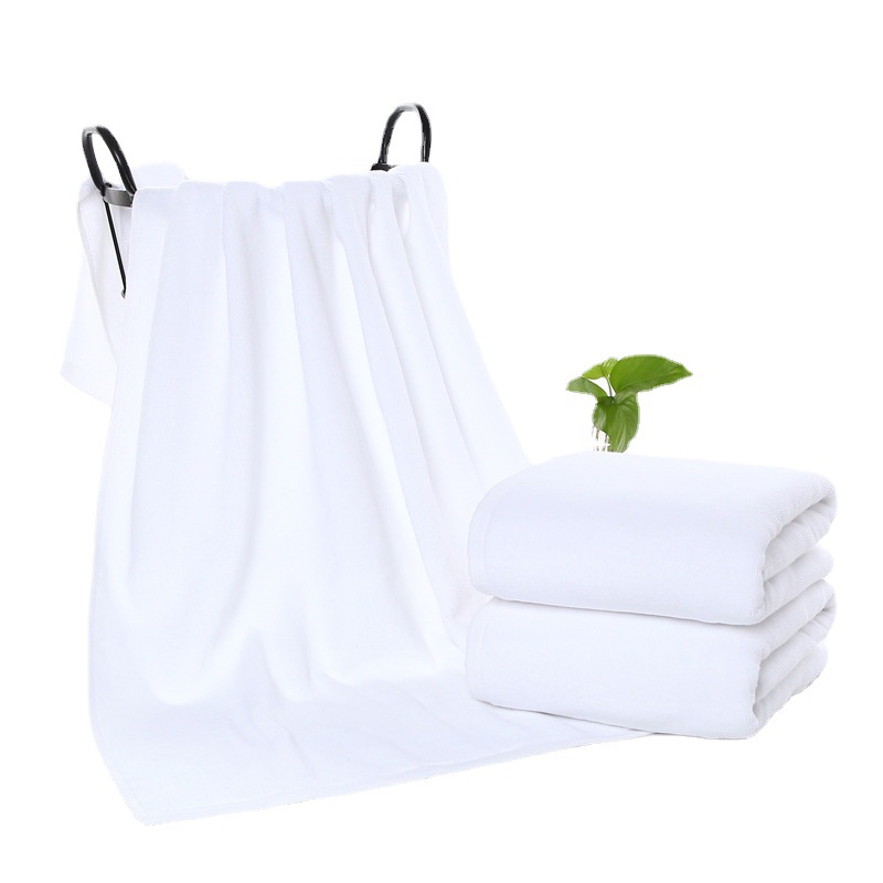 Pure Cotton Hotel Bath Towel Pure Cotton plus Size Thickening Star Hotel Beauty Salon White Towel Pure Cotton Wholesale Fixed Logo