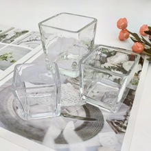 玻璃方杯 方型烛台 桌面水培植物花盆 玻璃透明方缸 插花花瓶
