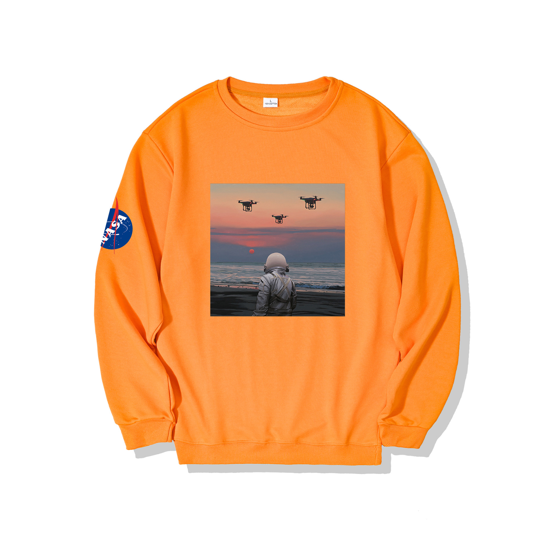 nasa sup联名款太空熊宇航员情侣款男秋季潮牌潮流宽松长袖卫衣