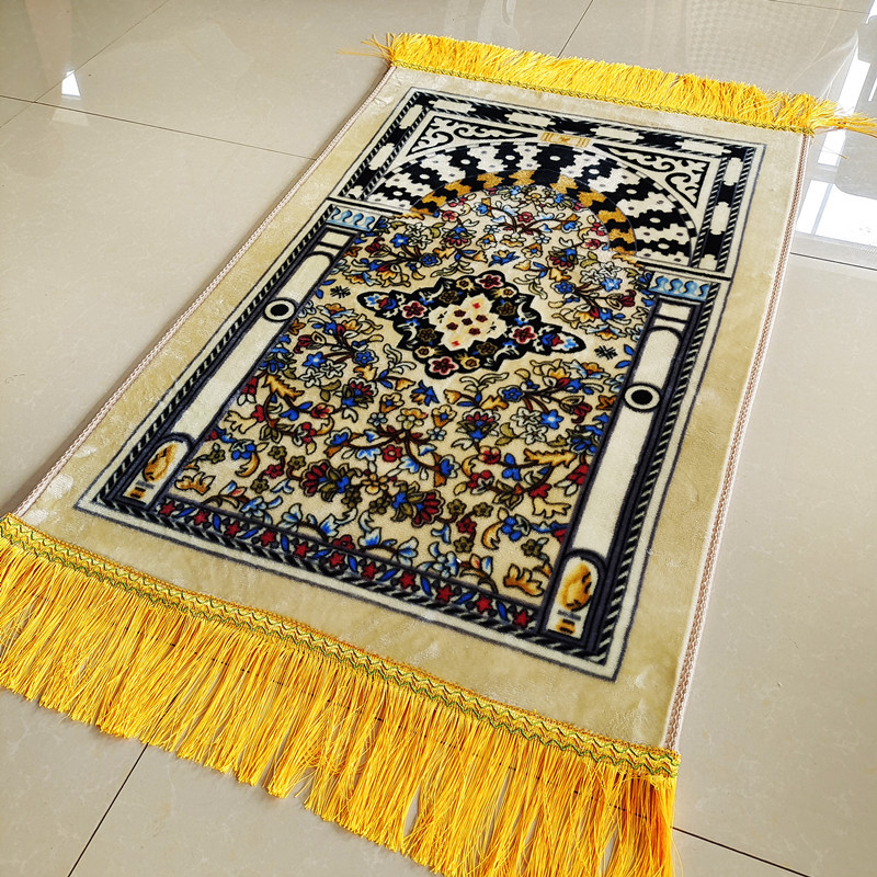 Cross-Border Wholesale Tassel Prayer Mat Printed Thickening Middle East Style Carpet Prayer Mat SAJJADAH Worship Blanket