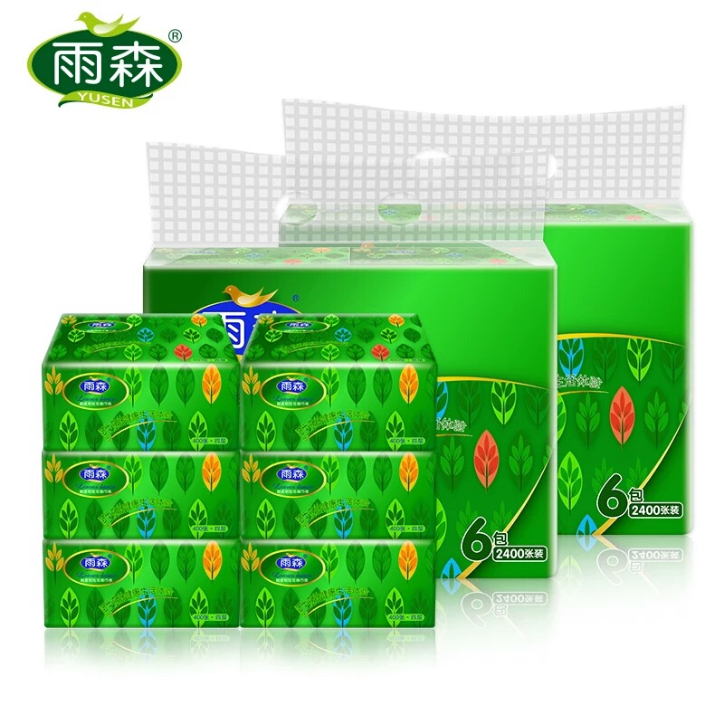 雨森卫生纸婴儿家用无香抽纸4层面巾纸餐巾纸1提6包数量拍3提包邮