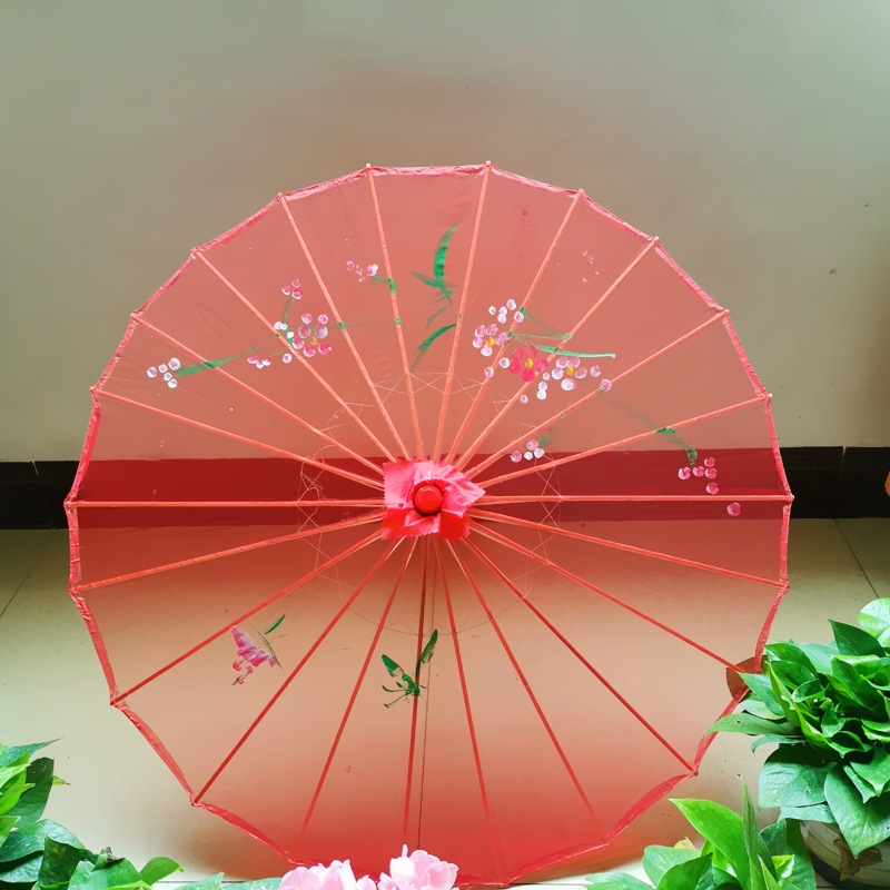 Dai Dance Umbrella Dai Girl Classical Dance Props Performance Umbrella Raw Silk Transparent Flower Umbrella Cheongsam Catwalk Kite Error