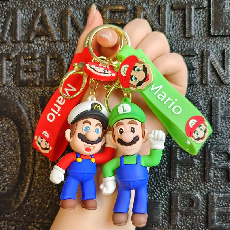 New Cartoon Mario Keychain Fashion Cross-Border Key Chain Small Gift Handbag Pendant Car Key Ornament
