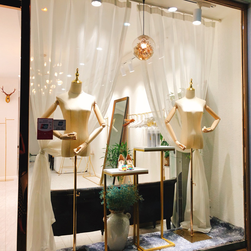 服装店橱窗纱帘网红ins风窗帘纱帘布白纱薄窗纱白色沙模特背景纱