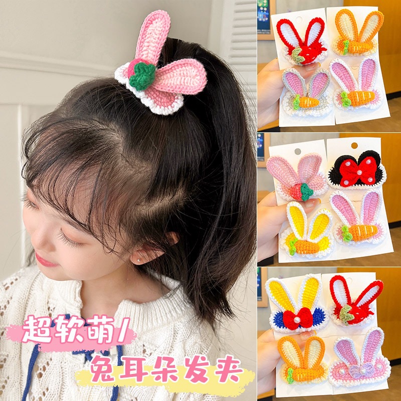 春款民族风花朵蝴蝶结蕾丝边弹簧夹侧边夹甜美少女发夹发饰女发箍