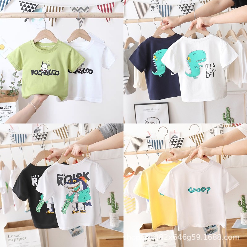 2023 New Children's Short Sleeve Summer Clothes T-shirt Universal Baby T-shirt for Boys and Girls Factory Supply Stall Essential