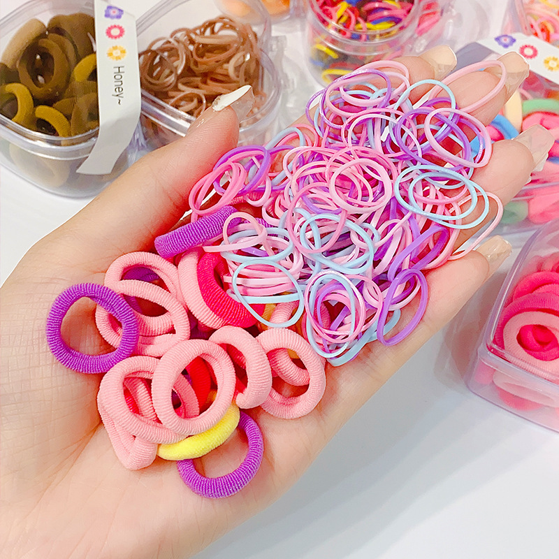 Summer New Color Double Matching Love Box High Elasticity Disposable Children's Rubber Band Baby Hair Rope Wholesale