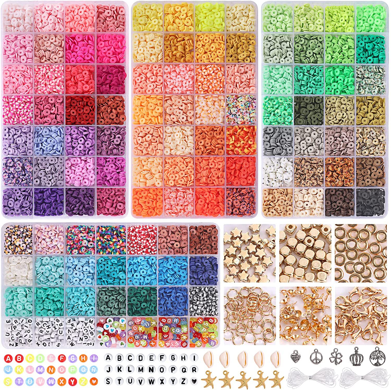 48-Color Soft Pottery Beads Set Box 6mm Clay Beads DIY Ornament Accessories Handmade Bracelet String Beads Material Set