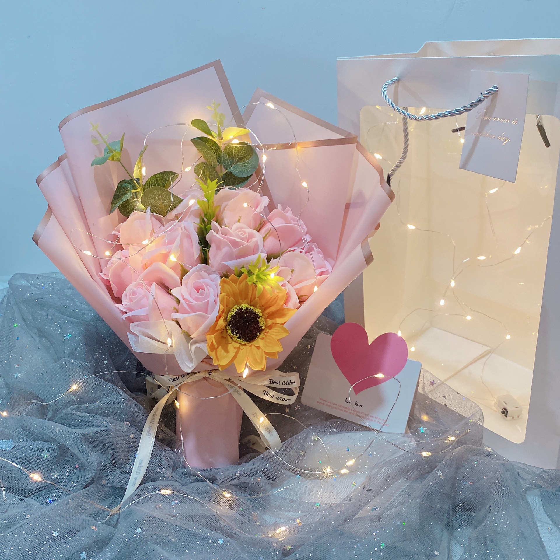 仿真香皂玫瑰花向日葵小花束送老师教师节母亲节女友闺蜜创意礼物