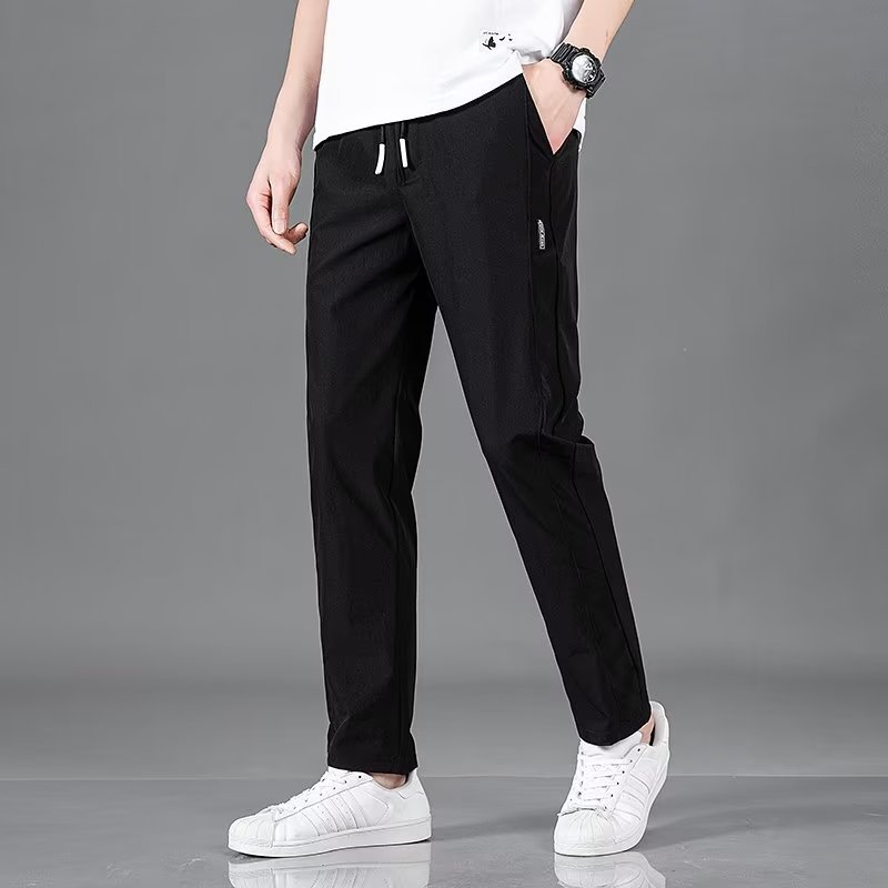 Shirt Less Clothing Casual Ice Silk Pants Men's Korean Style Large Size Fashion Trend Foreign Trade Supply in Stock Wholesale Straight-Leg Pants