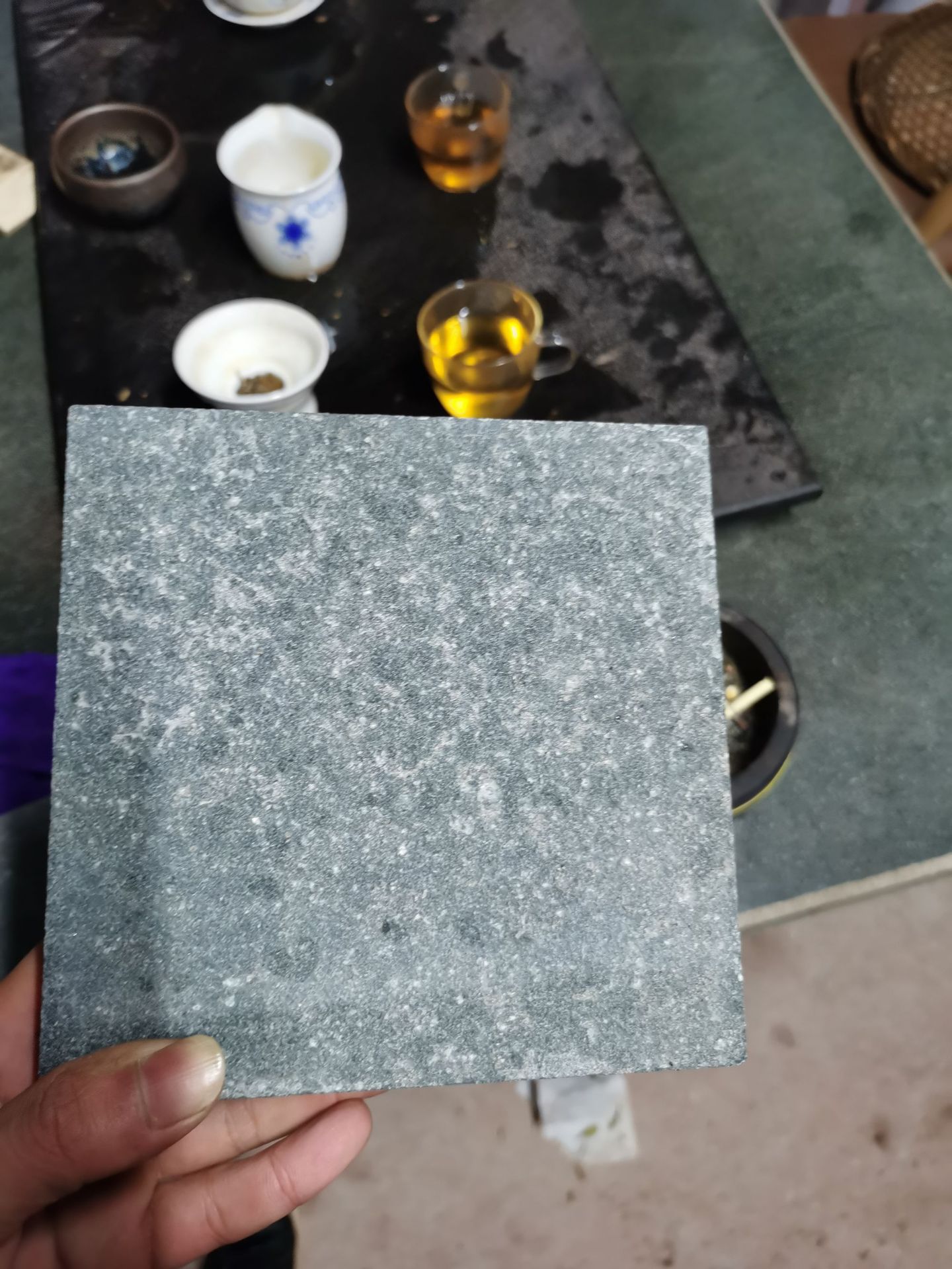 福建青 绿豆青 森林绿花岗岩 绿色大理石材 30厚 烧面地铺