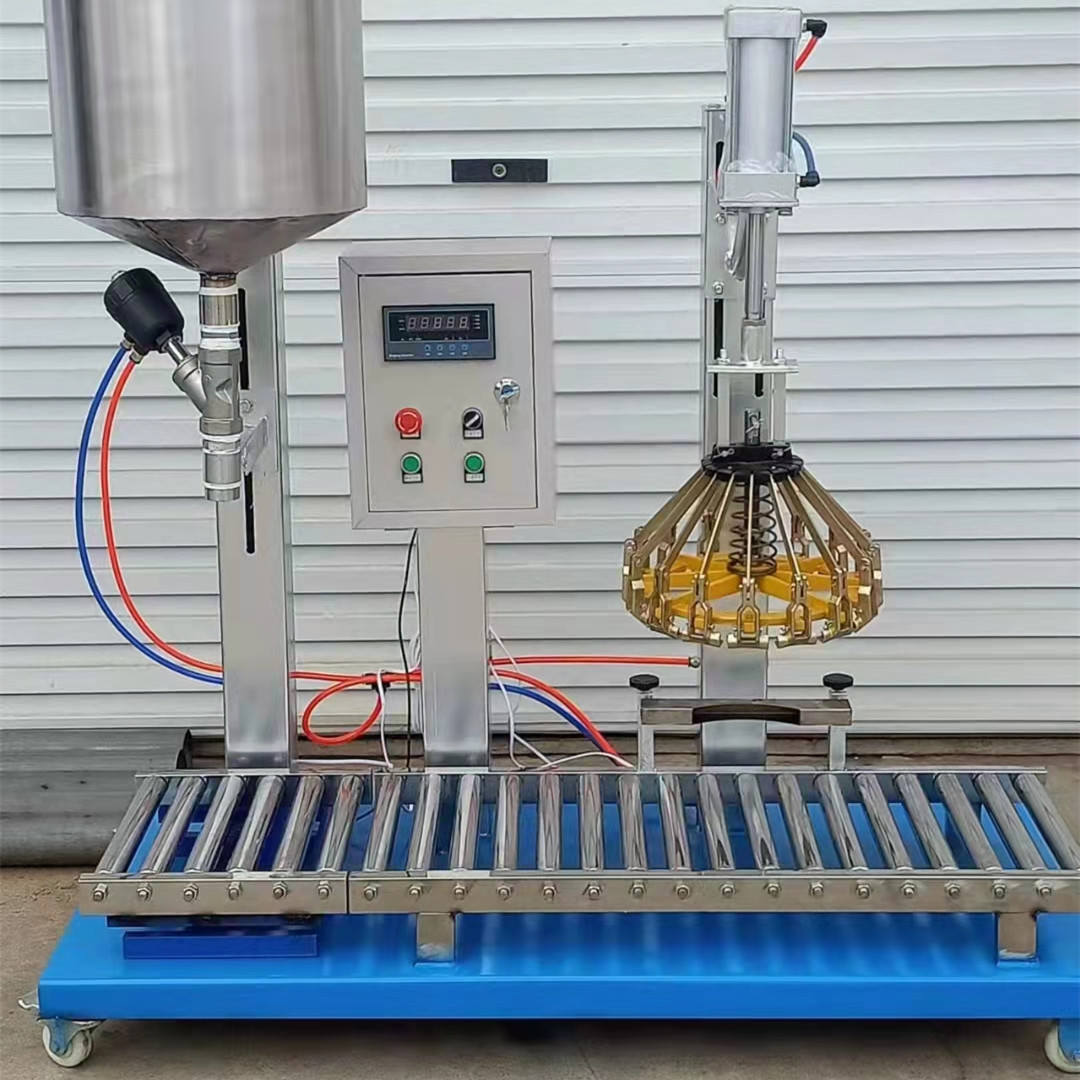 自动称重灌装压盖过滤一体机涂料自动灌装机液体灌装机