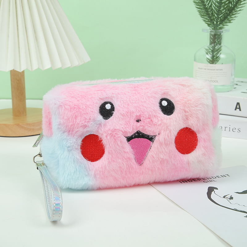 Plush Embroidery Storage Bag Cosmetic Bag Cute Soft Buggy Bag Pencil Case Student Storage Bag Buggy Bag Stationery Case Large Capacity