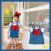2021 summer girl New products beautiful girl Navy collar jacket Denim skirt Two piece set bow Disassemble