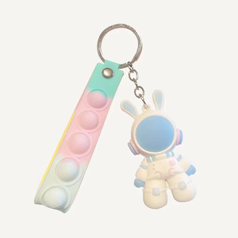 Cartoon Space Rabbit Keychain Cute Spaceman Astronaut Chain for Couple Soft Glue Small Pendant Key Ring Ornaments