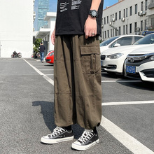 日系复古工装裤男宽松夏季薄款裤子美式重磅街头潮牌机能风阔腿裤