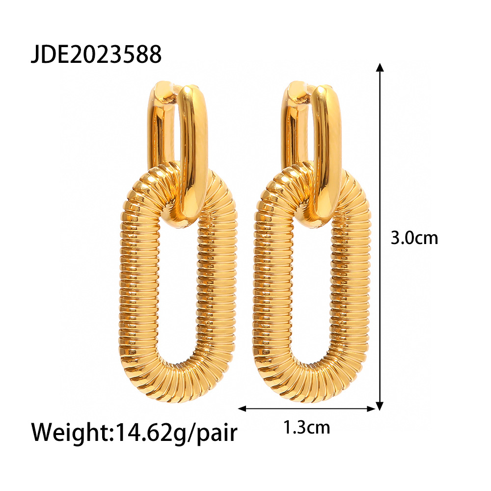 European and American Ins New Exaggerated 18K Gold-Plated Stainless Steel Chain Earrings Jewelry Advanced Trendy Stylish Earrings Wholesale
