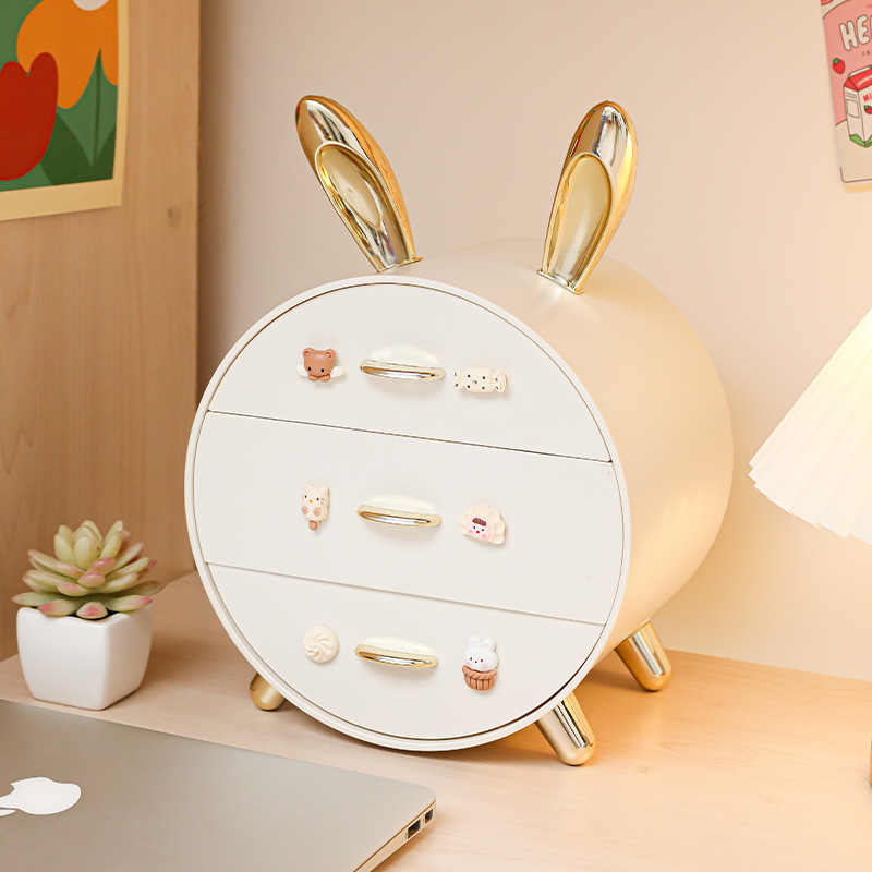 Bunny Children Barrettes Desktop Stationery Storage Box Multi-Layer Drawer Student Cute Dormitory Cosmetics Storage Box