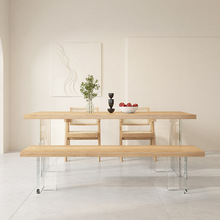 亚克力悬浮家用餐桌简约现代实木办公桌长方形透明脚工作台书桌子