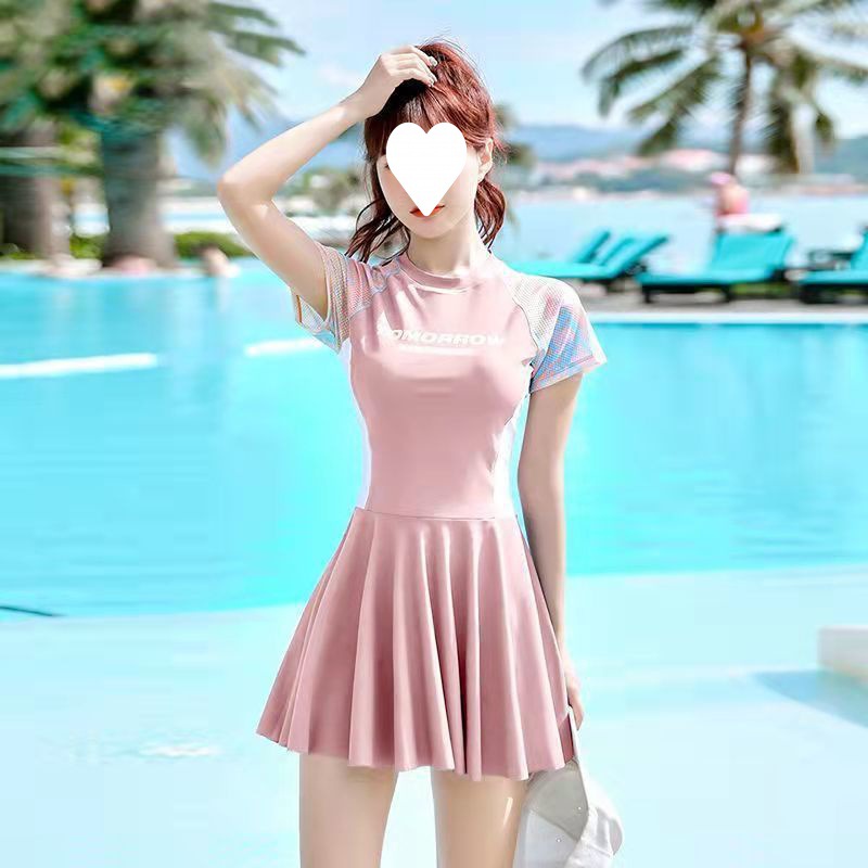 分体游泳衣女装新款显瘦遮肚保守运动平角裙式初中学生泡温泉