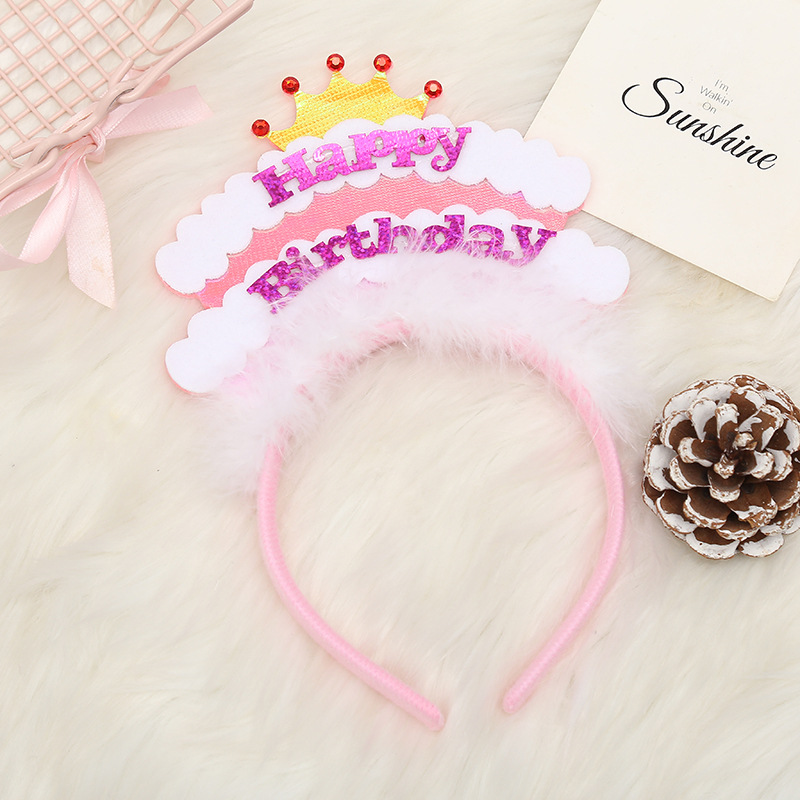 Cute Children's Birthday Candle Cake Headband Letter Party Photo Hairband Decoration