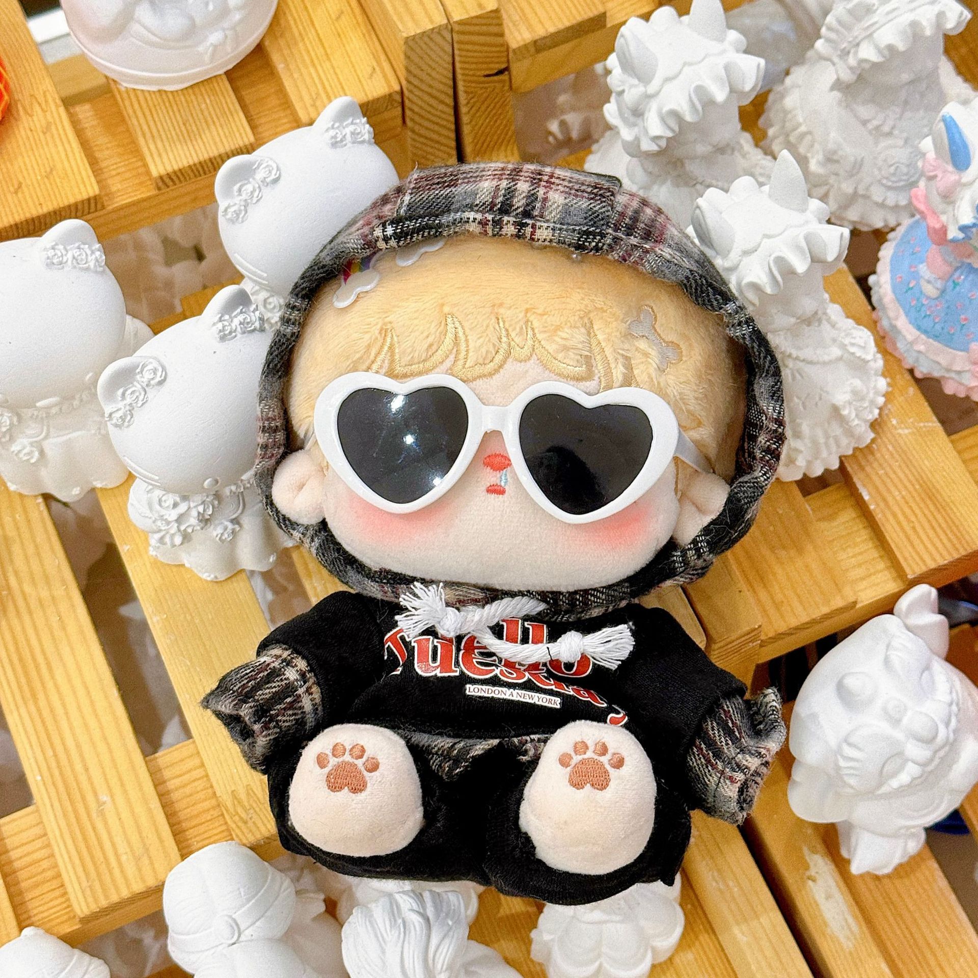 20cm 棉花娃娃带帽卫衣套装明星公仔玩偶衣替换装bjd服饰ob11配饰