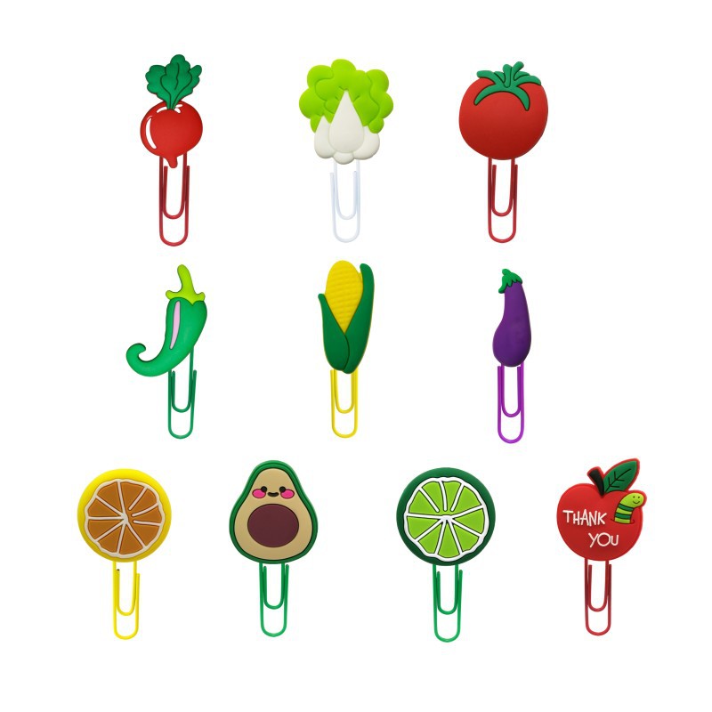 水果牛油果新款个性pvc回形针书签 卡通曲别针创意学生文具跨境