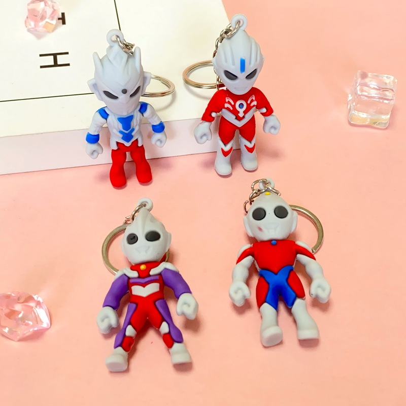 5385# New Small Size Ultraman Cartoon Key Button Student Stationery Schoolbag Pendant Training Place Push Small Gifts