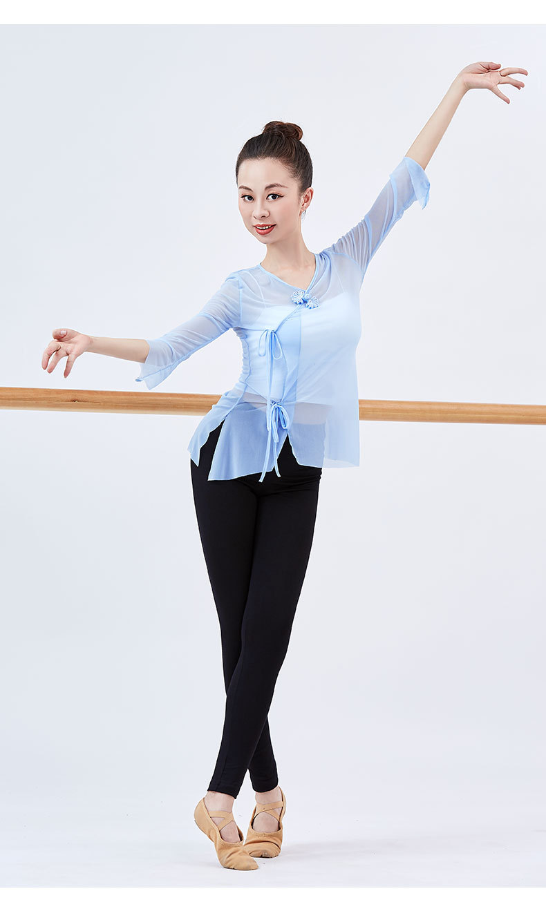 古典舞练功服女成人中国风盘扣飘逸身韵纱衣舞蹈演出形体服装上衣