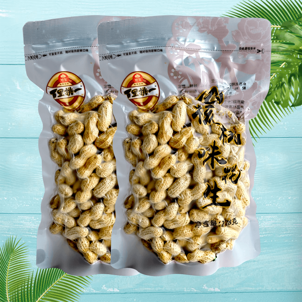 旭东百里挑一袋装山核桃味花生带壳蒜味香酥水煮咸干花生零食小吃