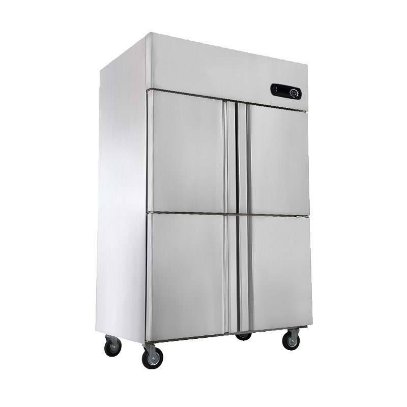 Four-Door Refrigerator Commercial Freezer Refrigerated Cabinet Freezer Air-Cooled Fresh Workbench Water Bar Kitchen Stainless