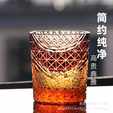 日式江户切子手工雕刻水晶玻璃威士忌酒杯家用洋酒杯水杯礼品收藏