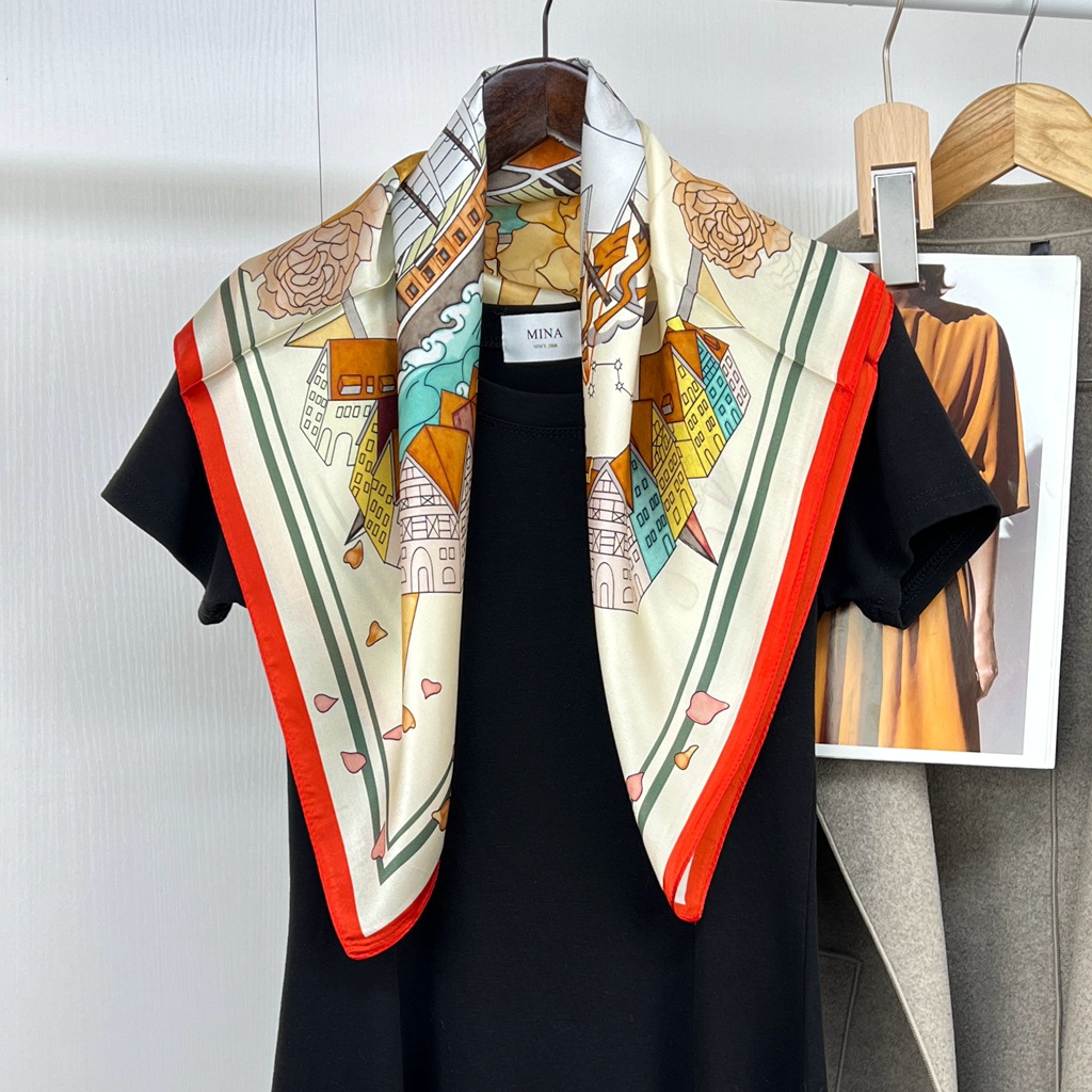 杭州丝绸 12姆米真丝丝巾女春夏时尚百搭桑蚕丝丝巾70中方巾披肩